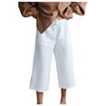 thumbnail image 1 of MIUOWANP Women's Cropped Pants for Summer Solid Mid Rise Split Wide Leg Pants Size M(6)White, 1 of 6