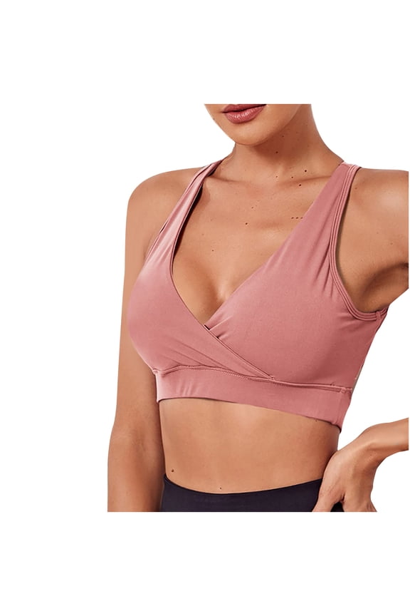 Women's Cross over Sports Bra, Fitness Yoga, Quick Drying, Shockproof Tank Top, Running Sports Bra