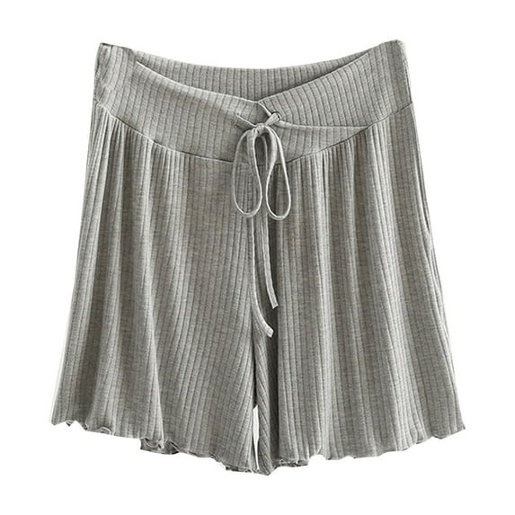 MIUOWANP Women's Elastic Waist Cotton Shorts Solid Color Maternity Baggy Shorts, Easy to Match Relaxed Fit Size M(6)Gray
