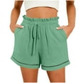 thumbnail image 1 of MIUOWANP Women's Elastic Waist Shorts Lace Waist Circumference Drawstring Waist Shorts Pleated Straight Leg Shorts Size XL(10)Mint Green, 1 of 9