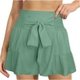 thumbnail image 1 of MIUOWANP Women's Elastic Waist Shorts Pleated Drawstring Waist Shorts Solid Color Relaxed Fit Shorts Size XL(10)Mint Green, 1 of 6