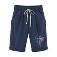 thumbnail image 1 of MIUOWANP Women's Elastic Waist Shorts with Pockets Independence Day Print Drawstring Waist High Waisted Wide Leg Straight Leg Half Pants Size S(4)Navy, 1 of 3