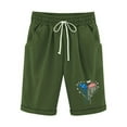 thumbnail image 1 of MIUOWANP Women's Elastic Waist Shorts with Pockets Independence Day Print Drawstring Waist High Waisted Wide Leg Straight Leg Half Pants Size XXL(12)Army Green, 1 of 3