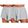 thumbnail image 1 of MIUOWANP Women's Elastic Waist Shorts Solid Color Casual Shorts ComfortableRuffled Leg Shorts Size XXL(12)Gray, 1 of 5