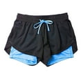 thumbnail image 1 of MIUOWANP Women's Elastic Waist Shorts Solid Color Mesh Lined Double Layered with Drawstring Yoga and Fitness Sports Shorts Size M(6)Sky Blue, 1 of 3