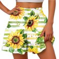 thumbnail image 1 of MIUOWANP Women's Elastic Waist Shorts Sunflower Print Relaxed Fit Shorts Comfortable Breathable Ruffled Leg Shorts Size M(6)Yellow, 1 of 5