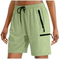 thumbnail image 1 of MIUOWANP Women's Elastic Waist Shorts with Pockets Solid Color Quick-Drying Sports Shorts High Waisted and Wide Legged Shorts Size L(8)Green, 1 of 6