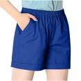 thumbnail image 1 of MIUOWANP Women's Elastic Waist Shorts with Pockets Solid Color Straight Leg Shorts Simple Style Sports Shorts Size XL(10)Blue, 1 of 4