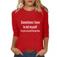 thumbnail image 1 of MIUOWANP Women's Fashion Casual Color Letters Printing Round Neck 3/4 Sleeve T-shirt Tops Blouse Ladies Plus Size Top Shirt on Sale Red XL, 1 of 5