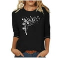 thumbnail image 1 of MaFYtyTPR Women's Fashion Tees Casual Crewneck 3/4 Sleeve Loose T Shirt Ladies Tops Blouses Shirts Easy to Mix and Match Blouses Black S, 1 of 3