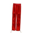 thumbnail image 1 of MIUOWANP Women's High Waist Pants with Pockets Solid Color Casual Tie Feet Work Pants Size XXL(12)Red, 1 of 3