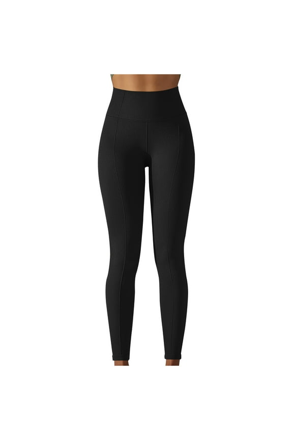 Women's High Waist Yoga Pants Solid Color Closing the Waist and Lifting the Buttocks Breathable Yoga Pants Moisture-Wicking Tight Trousers Size M(6)Black