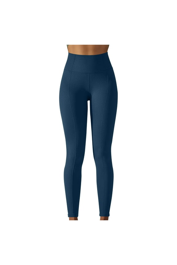 Women's High Waist Yoga Pants Solid Color Closing the Waist and Lifting the Buttocks Breathable Yoga Pants Moisture-Wicking Tight Trousers Size S(4)Navy