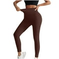 thumbnail image 1 of MIUOWANP Women's High Waist Yoga Pants Solid Color Seamless Design Fitness Training Tight Trousers Size M(6)Brown, 1 of 7