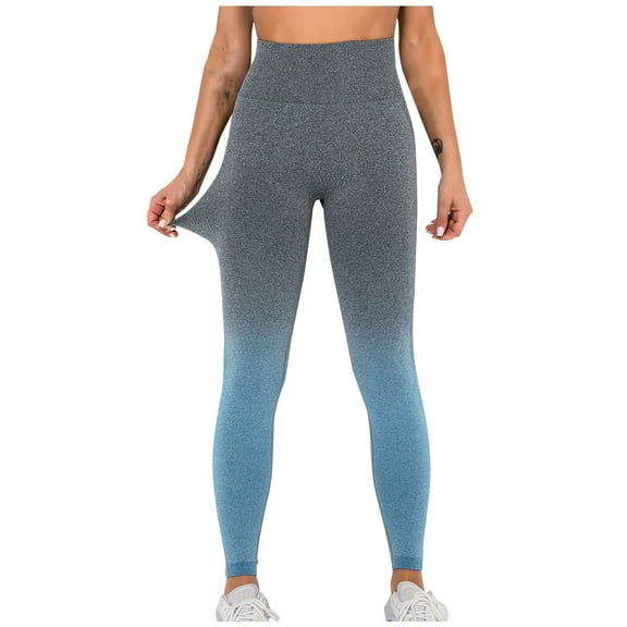 MIUOWANP Women's High Waist Yoga Pants with Hip Lifting and Abdominal Tightening Gradual Tight Fitness Yoga Pants Size L(8)Blue