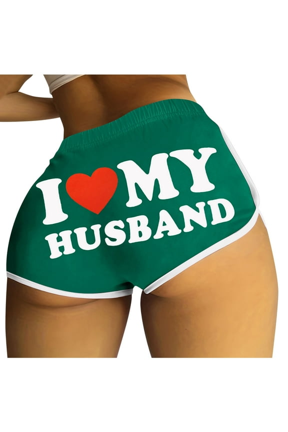 Women's I Love My Husband Letter Printed Sexy High Waist Shorts for Women Trendy Summer Cheep