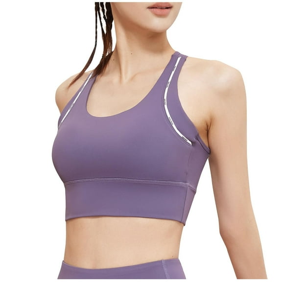 MIUOWANP Women's Integrated Shockproof Gathering Top Thin Bottom Thick Racerback Sports Bra Provides High Support for Women