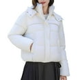 thumbnail image 1 of MIUOWANP Women's Lapel Cotton-padded Jacket Women's Long Sleeved Solid Color With Pocket Lapel Cotton Jacket White L, 1 of 5