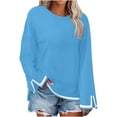 thumbnail image 1 of MIUOWANP Women's Long Sleeved Round Neck Top/shirt Women's Casual Loose Color Matching Round Neck Long Sleeved T-shirt Loose Top Blue XXL, 1 of 4