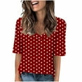 thumbnail image 1 of MIUOWANP Women's Oversized T-Shirt Summer Casual Short Sleeve Loose Tee Tops Loose Polka Dot Printed Short-Sleeve V-Neck Tops Size, 1 of 4