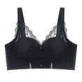 thumbnail image 1 of MIUOWANP Women's Push-Up Thin Bra Wire-Free Sexy V-shaped Embroidered Breathable Bra Adjustable Shoulder Strap Hollow Out Lace Bra,Black L, 1 of 2