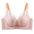 thumbnail image 1 of MIUOWANP Women's Push-Up Thin Bra Wire-Free Sexy V-shaped Embroidered Breathable Bra Adjustable Shoulder Strap Hollow Out Lace Bra,Pink XL, 1 of 2