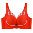thumbnail image 1 of MIUOWANP Women's Push-Up Thin Bra Wire-Free Sexy V-shaped Embroidered Breathable Bra Adjustable Shoulder Strap Hollow Out Lace Bra,Red S, 1 of 2