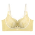 thumbnail image 1 of MIUOWANP Women's Push-Up Thin Bra Wire-Free Sexy V-shaped Embroidered Breathable Bra Adjustable Shoulder Strap Hollow Out Lace Bra,Yellow S, 1 of 1