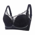 thumbnail image 1 of MIUOWANP Women's Push-Up Thin Bra Wire-Free Sexy V-shaped Embroidered Breathable Bra Adjustable Strap Hollow Out Lace Bra,Black M, 1 of 2