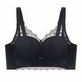 thumbnail image 1 of MIUOWANP Women's Push-Up Thin Bra Wire-Free Sexy V-shaped Embroidered Breathable Bra Adjustable Strap Hollow Out Lace Bra,Black S, 1 of 2