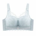 thumbnail image 1 of MIUOWANP Women's Push-Up Thin Bra Wire-Free Sexy V-shaped Embroidered Breathable Bra Adjustable Strap Hollow Out Lace Bra,Blue S, 1 of 3