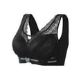 thumbnail image 1 of MIUOWANP Women's Push-Up Thin Bra Wire-Free Sexy V-shaped Embroidered Breathable Bra Back Closure Hollow Out Lace Bra,Black M, 1 of 2