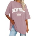 thumbnail image 1 of MIUOWANP Women's Raglan Short Sleeve Round Neck Top Letter Print Loose Breathable Casual Long Blouse Size XL(10)Pink, 1 of 5