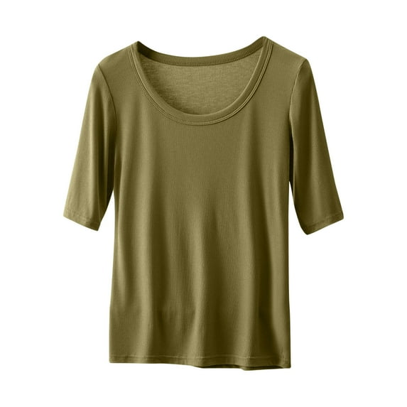 MIUOWANP Women's Short Sleeve T-Shirt Loose Fit Solid Color Breathable Round Neck Home Clothes of Women Size XL(10)Green