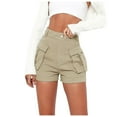 thumbnail image 1 of MIUOWANP Women's Shorts Denim Solid Color Easy to Match Utility Shorts Size M(6)Beige, 1 of 5