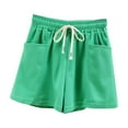 thumbnail image 1 of MIUOWANP Women's Shorts with Pockets Solid Color Breathable Drawstring Waist Sports Shorts Size L(8)Green, 1 of 4