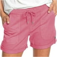 thumbnail image 1 of MIUOWANP Women's Shorts with Pockets Solid Color Practical Utility Shorts Size XXL(12)Pink, 1 of 6