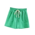 thumbnail image 1 of MIUOWANP Women's Shorts with Pockets Solid Color Simple Style Drawstring Waist Sports Shorts Size XXL(12)Green, 1 of 5