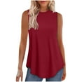 thumbnail image 1 of MIUOWANP Women's Solid Color Sleeveless Top Round Neck Casual Pullover Tank Fashionable & Comfortable Wine S, 1 of 4