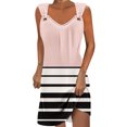 thumbnail image 1 of MIUOWANP Women's Summer Halter Casual Dress Solid Color Top with Color Blocked Skirt Sleeveless V-Neck Strapless Dress Size XXL(12)Pink, 1 of 5