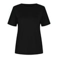 thumbnail image 1 of MIUOWANP Women's T-Shirts Loose Fit Solid Color Round Neck Raglan Sleeve with Pocket Pullover Size L(8)Black, 1 of 8