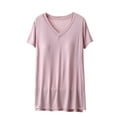 thumbnail image 1 of MIUOWANP Women's T-Shirts Loose Fit V-Neck Shirt Solid Color with Built In Bra Cups, Lightweight Loungewear Size XXL(12)Pink, 1 of 5