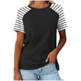 thumbnail image 1 of MaFYtyTPR Women's T-shirt Tops Striped Print Loose Breathable Round Neck Shirt Under $10 Size XXL(12)Black, 1 of 3