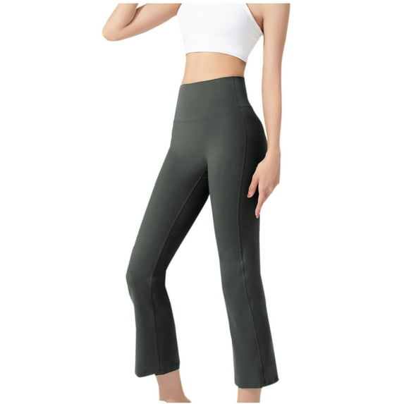 MIUOWANP Women's Yoga Pants Slim Fit Control Abdominal Yoga Pants High Waist Lifting Hip Sports Straight Leg Pants Size XL(10)Gray