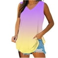 thumbnail image 1 of MIUOWANP Womens Casual Sleeveless Tops Summer Loose V-Neck Gradient Color Comfortable Tank Top Plus Size ZA-Yellow L, 1 of 5