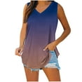 thumbnail image 1 of MIUOWANP Womens Casual Sleeveless Tops Summer Loose V-Neck Gradient Color Comfortable Tank Top Plus Size ZB-Brown XL, 1 of 5