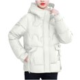 thumbnail image 1 of MaFYtyTPR Womens Coats Winter Women's New Long-sleeved Hooded Solid Color Zipper Pocket Top Casual Coat White M, 1 of 5