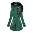 thumbnail image 1 of MIUOWANP Womens Coats Winter Women's New Solid Color Long-sleeved Hooded Fashion Cotton-padded Jacket Green M, 1 of 5