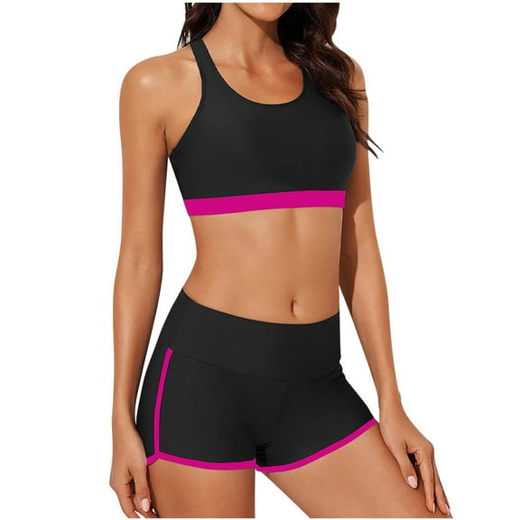 MIUOWANP Womens One Piece Swimsuits Athletic Women's Conservative And Comfortable Split Body High Waisted Sports Swimsuit Swimsuit Set Hot Pink L