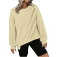 thumbnail image 1 of MIUOWANP Womens Sweatshirt Fall Women's New Solid Color Long Sleeve Tops Winter Casual Loose Sweatshirt Beige S, 1 of 4